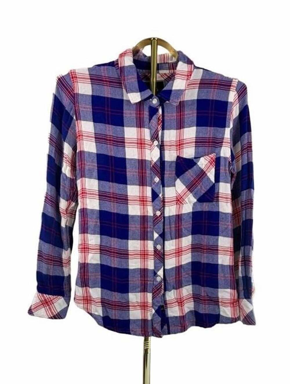 Rails Hunter Plaid Button Down Shirt Size XS Cobalt Blue White Red